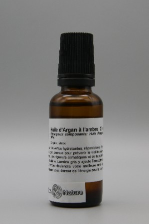 Huile d’argan parfumée à l’extrait d’ambre gris  (* 3cℓ)
